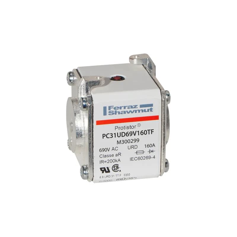 Square Body High-Speed Fuse Protistor® Size 31 aR 690VAC IEC 700VAC UL 160A With Striker Flush ends metric threads