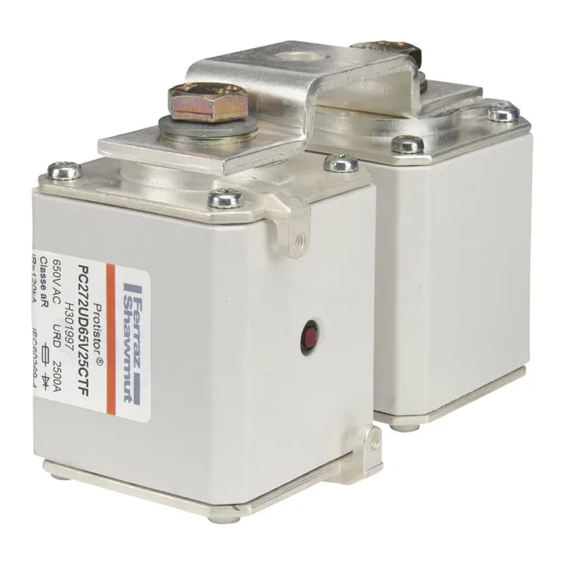 Square Body High-Speed Fuse Protistor® Size 2x72 aR 650VAC IEC 2500A With Striker Flush ends metric threads With Omega connection