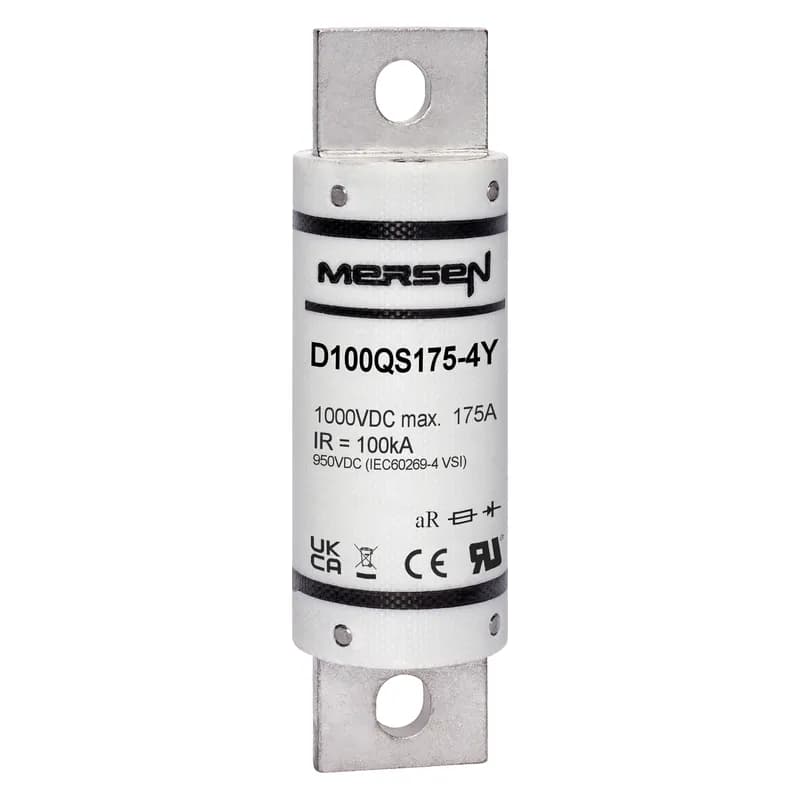 Mersen D100QS175-4Y - DC Round Body Fuse 1000VDC UL 175A Max. M8 Bolted