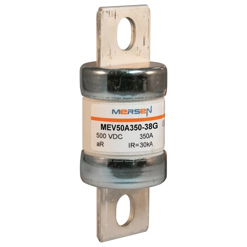 EVpack Fuse 500VDC UL 500VDC IEC 350A Size 38G Max. Rated Breaking Capacity DC: 30 kA @ 500 V, L/R ≤ 2.5 ms Bolted