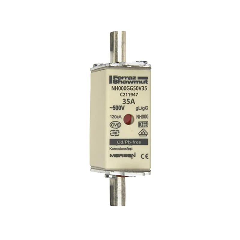 DIN NH Standard fuse-link gG Size NH000 500VAC 250VDC 35A live tags Double quantity 3 Body width 21mm