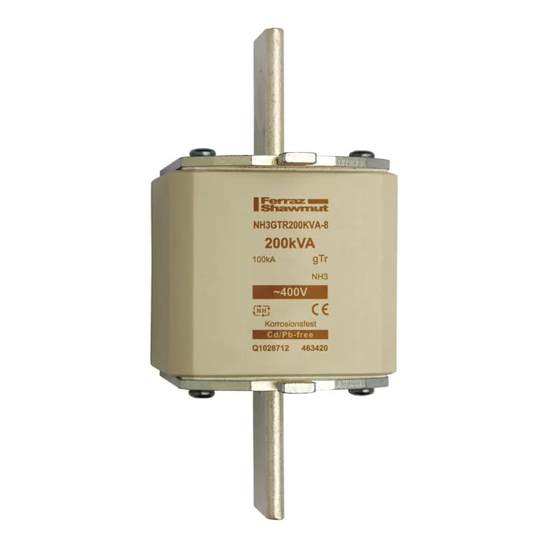 DIN NH Standard fuse-link gTr Size NH3 400VAC 909A 630KVA live tags Top indicator Body width 71 mm