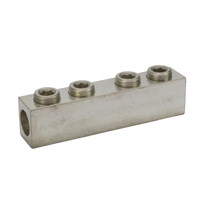 Aluminum Splicer Reducer 250 MCM - 6 AWG Aluminum Splicer Reducers are used for splicing two copper or aluminum wires of equal or different sizes. Made of 6061T-6 aluminum alloy. Electro-tin plated for low contact resistance. Suitable for use with both copper and aluminum conductors. Rated 600 volts (2000V max. per UL486B). UL 486A/B Listed. Temperature rating 90 degrees C.