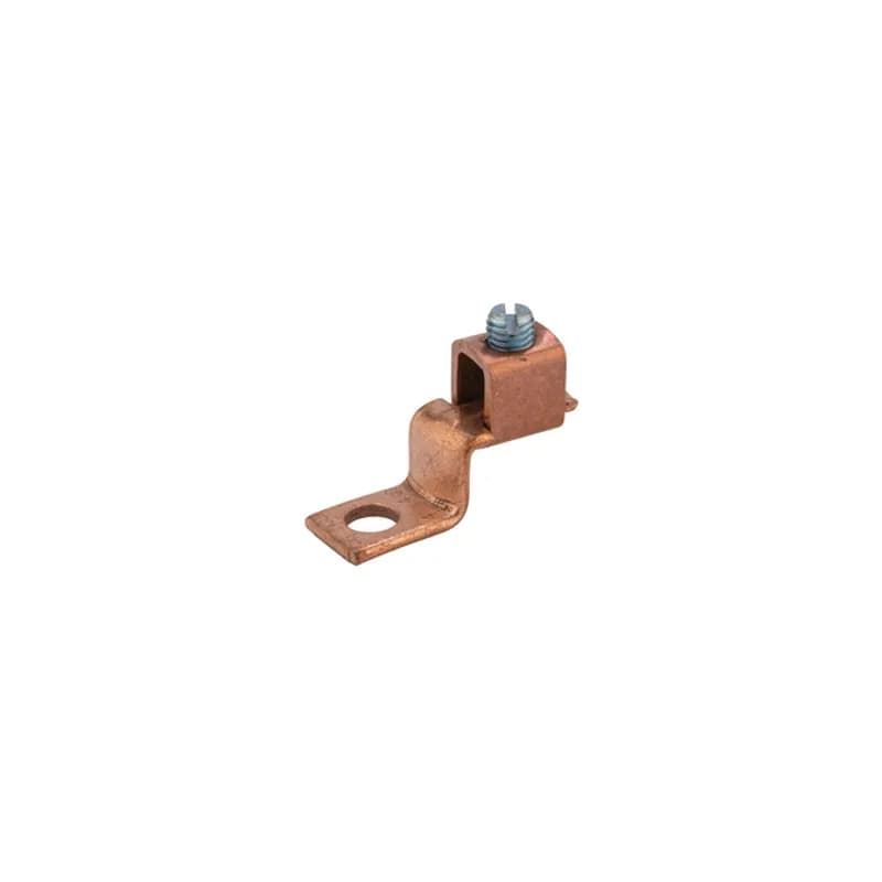 Copper Solderless Lug 4 - 14 AWG Made of 99.98 pure electrolytic copper. Steel-plated screws to prevent rusting. 25 to 70 ampere size have slotted head screws. Larger sizes have hex head screws. Rated 600 volts max. UL 486 Listed. Temperature rating 90 degrees C.