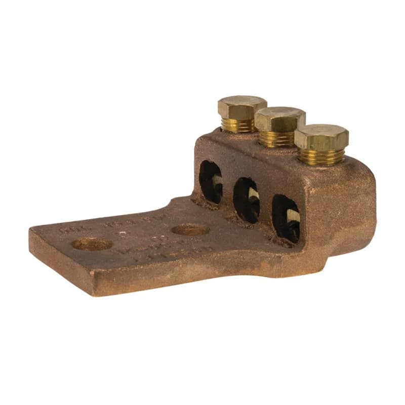 NSI Industries TL500-3L2 - Cast Bronze Terminal Lug 500 - 300 MCM 3 Port 2 Mounting Holes Copper Terminal Lugs are made of high copper alloy. They are used for joining a wide range of cables or terminal blocks.