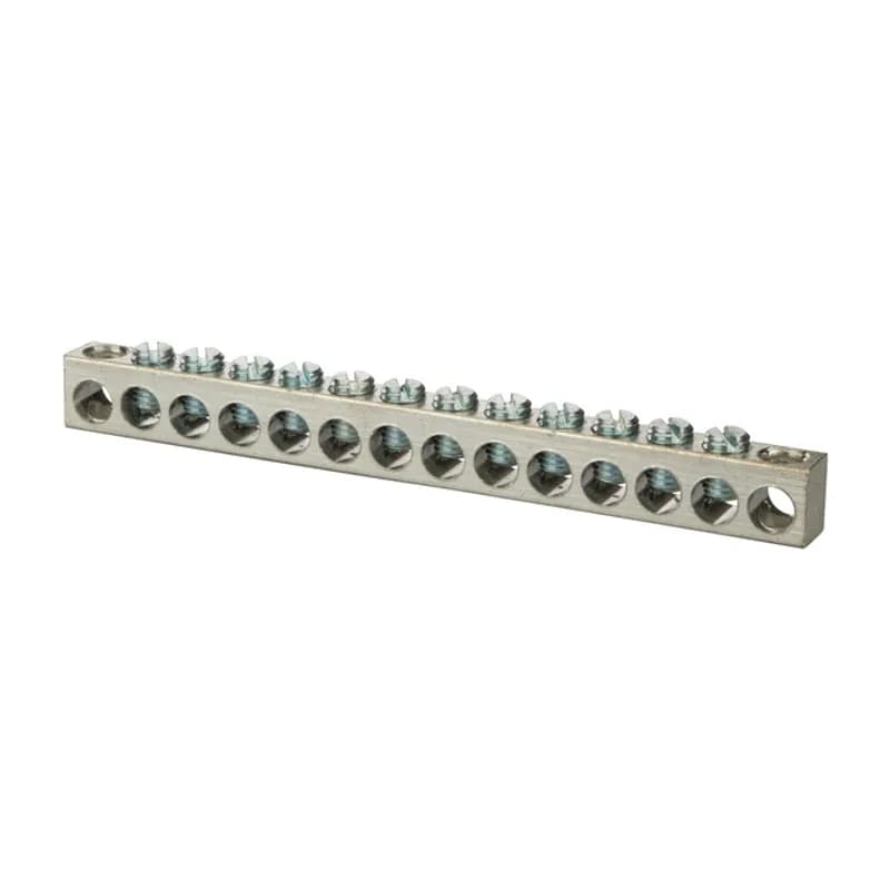 NSI Industries 4-14-14114 - Aluminum Multiple Connector 4-14 AWG 14 Holes Multiple connectors are made from eithercopper or aluminum bar and can be used ina variety of neutral and grounding applications.Tin plated forlow contact resistance and are suitable foruse with copper or aluminum conductors.