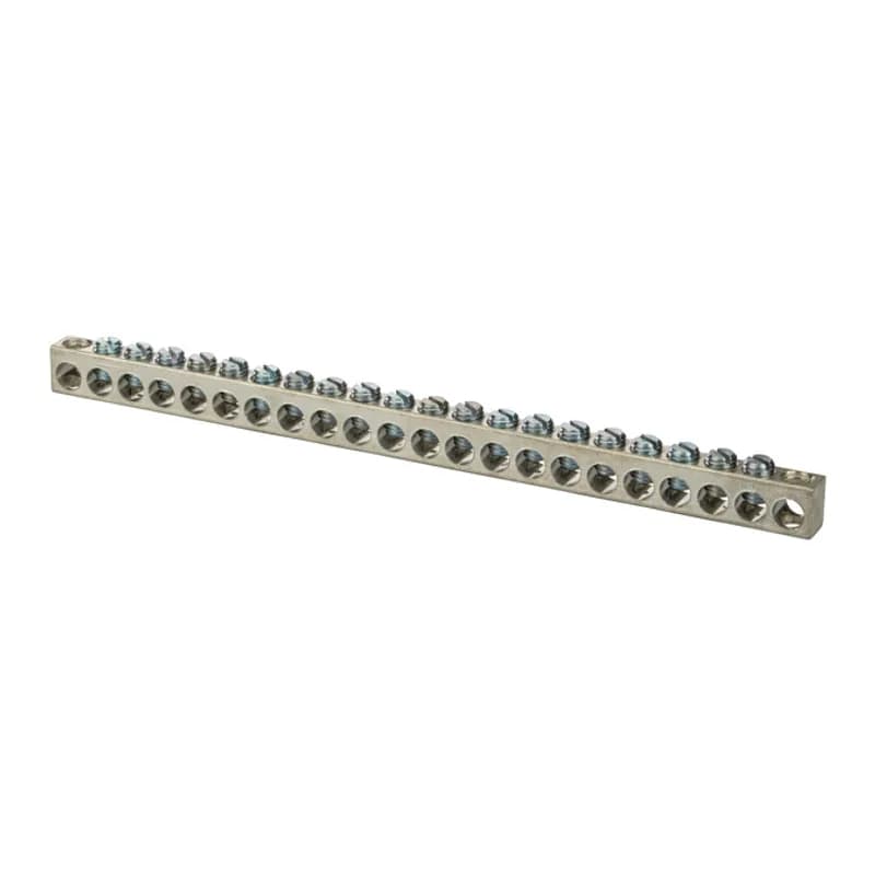 NSI Industries 4-14-22122 - Aluminum Multiple Connector 4-14 AWG 22 Holes Multiple connectors are made from eithercopper or aluminum bar and can be used ina variety of neutral and grounding applications.Tin plated forlow contact resistance and are suitable foruse with copper or aluminum conductors.
