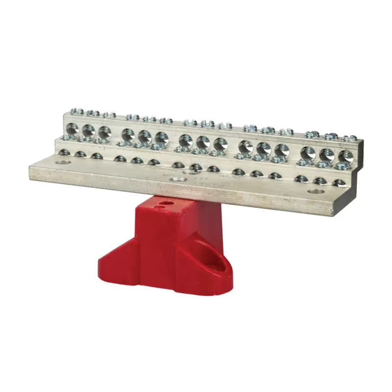 225A Stacked Neutral Bar, 4-14 AWG 30 Circuits - With Mtg Base