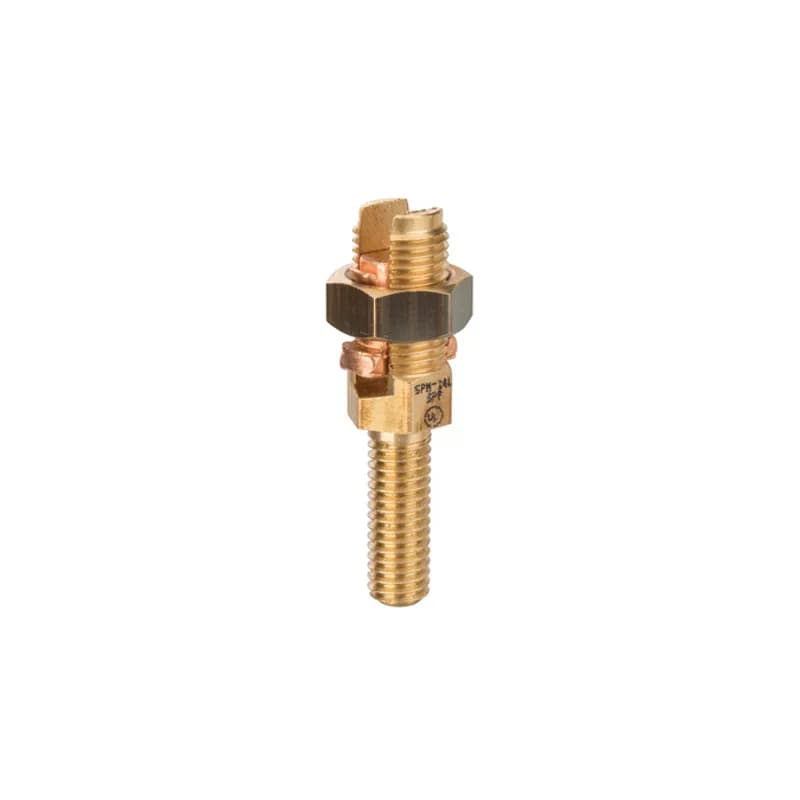 NSI Industries SPM-24L - Service Post Connector - Two Wire Type 4 STR Service Post Connectors is used for connecting one or two conductors. Made from high copper content hard-drawn rod. Lay-in feature makes them excellent for continuous loop grounding and bonding. Used to ground to bar or plate. Suitable for direct burial in earth or concrete.