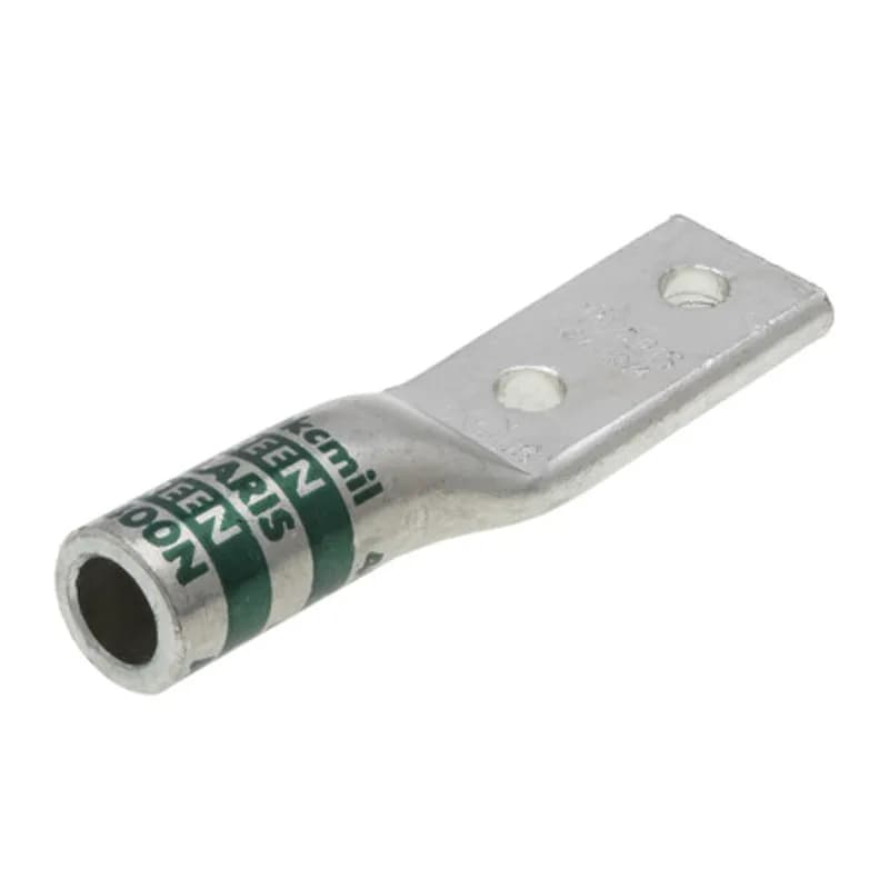 2HoleStandard BarrelAluminum Compression Lug 400 MCM -1/2 Bolt Standard BarrelAluminum Compression Lugs is a type ofaluminum compression connector that is produced from high conductivityaluminum tubing.Center stop assures proper cable installation.They are tin-plated to provide corrosion resistance and are marked with die index and color coded for easy reference. Listed for 35KV maximum when properly installed.