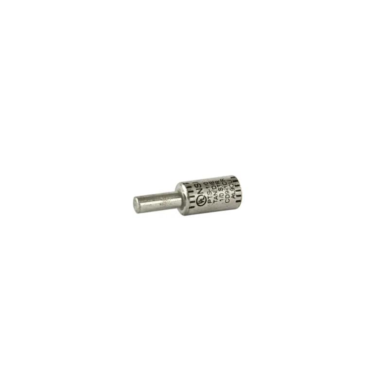 Solid Pin Terminal for Copper and Aluminum Conductors 1/0 AWG All-aluminum Pin Terminals is designed for termination of both aluminum and copper conductors. The solid pin is made of aluminum and is tin-plated and pre-filled with oxide inhibitor. A cover is provided for quick installation. Rated 600 Volts.