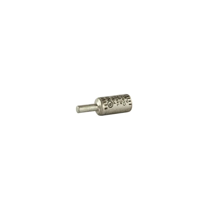 Solid Pin Terminal for Copper and Aluminum Conductors 2 AWG All-aluminum Pin Terminals is designed for termination of both aluminum and copper conductors. The solid pin is made of aluminum and is tin-plated and pre-filled with oxide inhibitor. A cover is provided for quick installation. Rated 600 Volts.