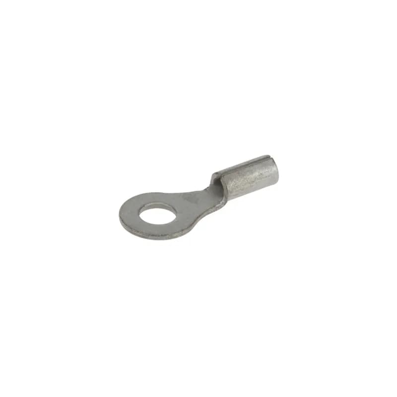 Tin-plated Copper Bare Ring Terminal is non-insulated and has a basic tongue type ring. Used for wire termination in applications with #6 Stud and 22-18 AWG