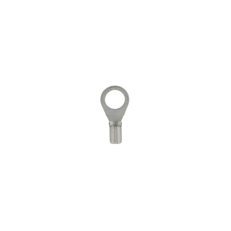 Tin-plated Copper Bare Ring Terminal is non-insulated and has a basic tongue type ring. Used for wire termination in applications with #10 Stud and 22-18 AWG