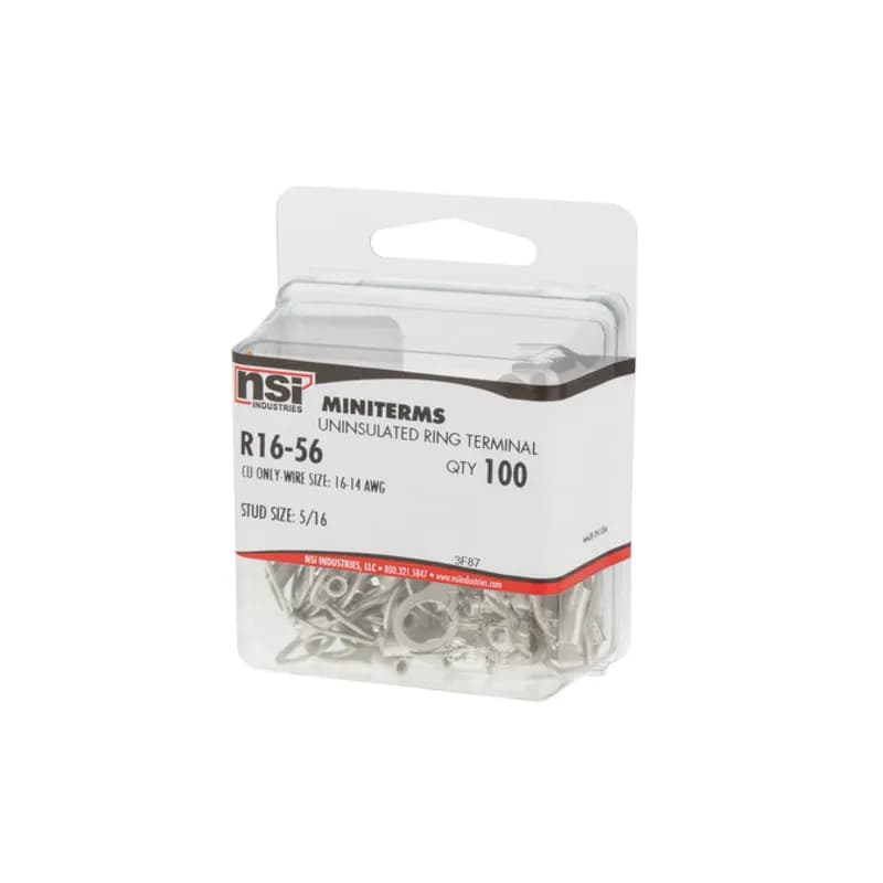 16-14 AWG Bare Ring Terminal - 100/Pack