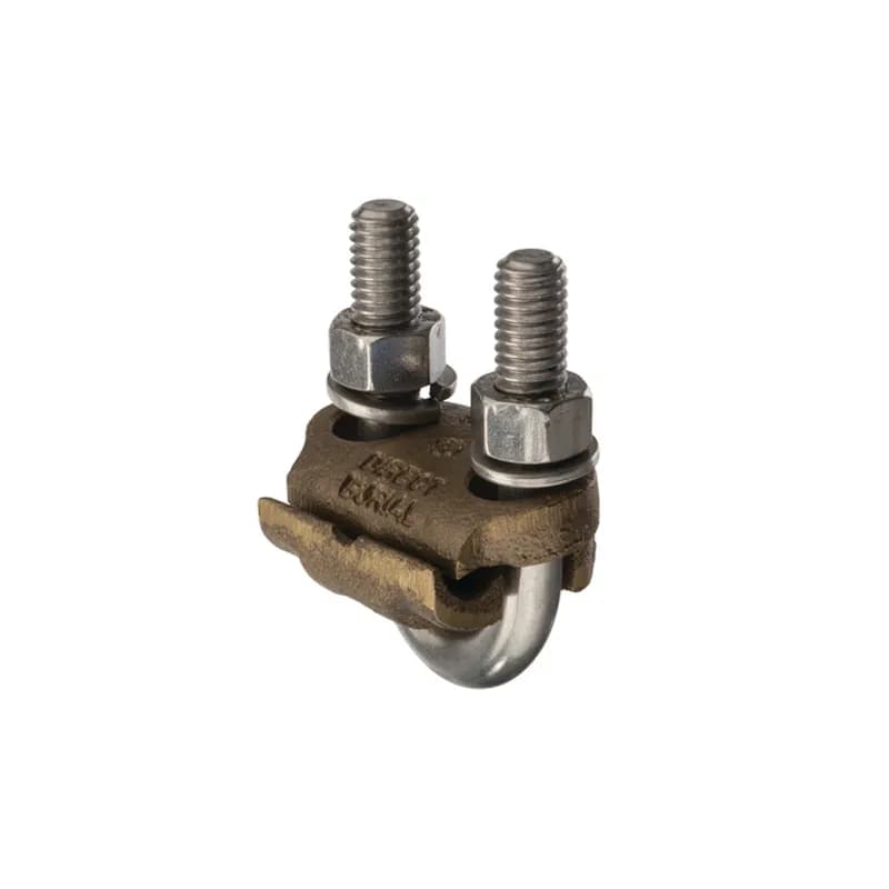 NSI Industries UC-103 - The NSI UC-103 Bronze Heavy Duty U-Bolt Clamp is designed to grip 5/8" to 3/4" rods and ground 3/8" IPS pipes in parallel or 90-degree positions with an easily adjusted, durably strong design. The high-copper-content alloy of the clamp provides excellent conductivity and heavy-duty strength, alongside the silicon bronze nuts and lockwashers. Use this U-bolt for demanding applications in harsh environments, including direct burial in earth or concrete. UL Listed 467 for Grounding and Bonding. Stock products you can rely on—stock NSI.