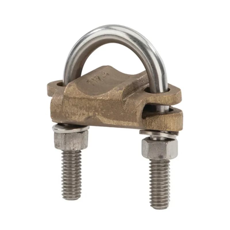 NSI Industries UC-114 - The NSI UC-114 Bronze Heavy Duty U-Bolt Clamp is designed to grip rods and ground 1" IPS pipes in parallel or 90-degree positions with an easily adjusted, durably strong design. The high-copper-content alloy of the clamp provides excellent conductivity and heavy-duty strength, alongside the silicon bronze nuts and lockwashers. Use this U-bolt for demanding applications in harsh environments, including direct burial in earth or concrete. UL Listed 467 for Grounding and Bonding. Stock products you can rely on—stock NSI.