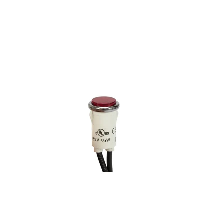 NSI Industries 79750LW - Red Press In Indicator Light - Chrome Bezel High quality indicator lights are made of nylon with polycarbonate lens material and neon lamps. 125-Volt rated. Connection with 6 inch wire leads.