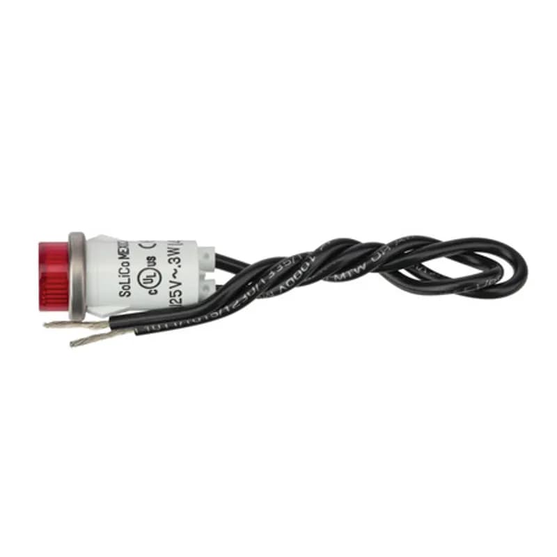 NSI Industries 79780LW - Red Press In Indicator Light - Stainless Bezel High quality indicator lights are made of nylon with polycarbonate lens material and neon lamps. 125-Volt rated. Connection with 6 inch wire leads.