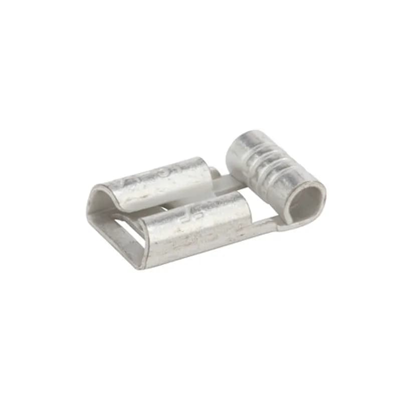 NSI Industries SF16-250-3-S - 16-14 AWG Uninsulated Female Flag Terminal with 0.250 Stud - 20 Count Uninsulated Female Disconnects is made of electro tin plated copper. 600V, 105 degrees C. FEATURES: STYLE: Female Flag MATERIAL: Tin Plated Brass QUANTITY: 20 Count WIRE SIZE: 16-14 STUD SIZE: 0.250 BRAND EQUIVALENT: Morris Products 12424 Ideal 83-9401
