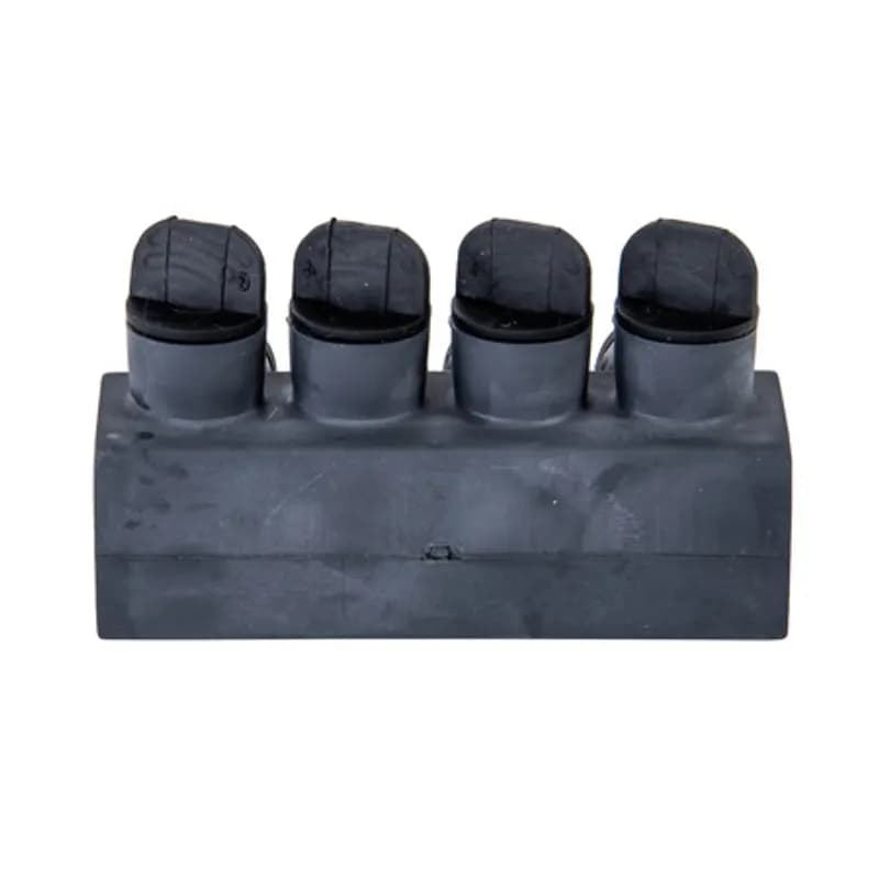 NSI Industries ISPB2/0-4 - The Polaris ISPB2/0-4 Multi-Tap Direct Burial Single-Sided Entry Connector features 3 ports sized for 2/0 - 14 AWG wires. The body is made from aluminum alloy wrapped in a layer of high-dielectric strength rubber insulation. Each single-sided port is pre-loaded with an oxide inhibitor, with removable access plugs over the hex screws used to tighten the radial-tipped set screws. Rated for temporary submersion, wet or damp locations and direct burial applications. Installs with a hex key and torque wrench, without any tape or additional supplies. Meets or exceeds UL 486D and ANSI C119.1 specifications for use in wet or damp locations and designed for use in a wide range of temporary submersal or burial splicing applications.