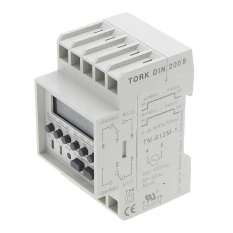 NSI Industries DIN200B - The TORK DIN200B 7-Day DIN-Mounted Digital Timer is designed for DIN rain mounting in indoor or outdoor applications. Automate your home or office to save energy and money using the intuitive programming interface and light sensitive activation to activate lights or signage when the ambient light level drops below a customizable threshold. Features two output channels and SPDT dry contracts, rated for 120VAC and 50/60Hz Input. Designed for applications in the home, office or panel building such as indoor/outdoor lighting, security systems or HVAC equipment.