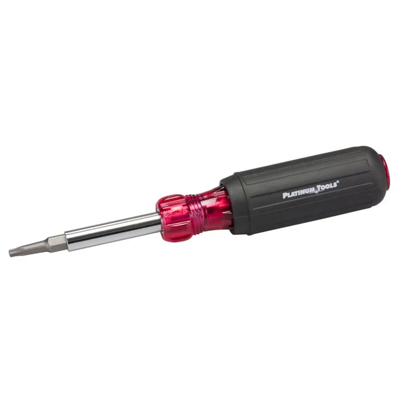 This ergonomically designed Security Screwdriver is used with the Torx screw head system (Star screws) for higher security installation. It has a high impact plastic core covered in a comfortable cushion grip handle. These features allow the Security Screwdriver to be used for extended periods of time without hand fatigue or stress. Multiple bit loads included for various applications.