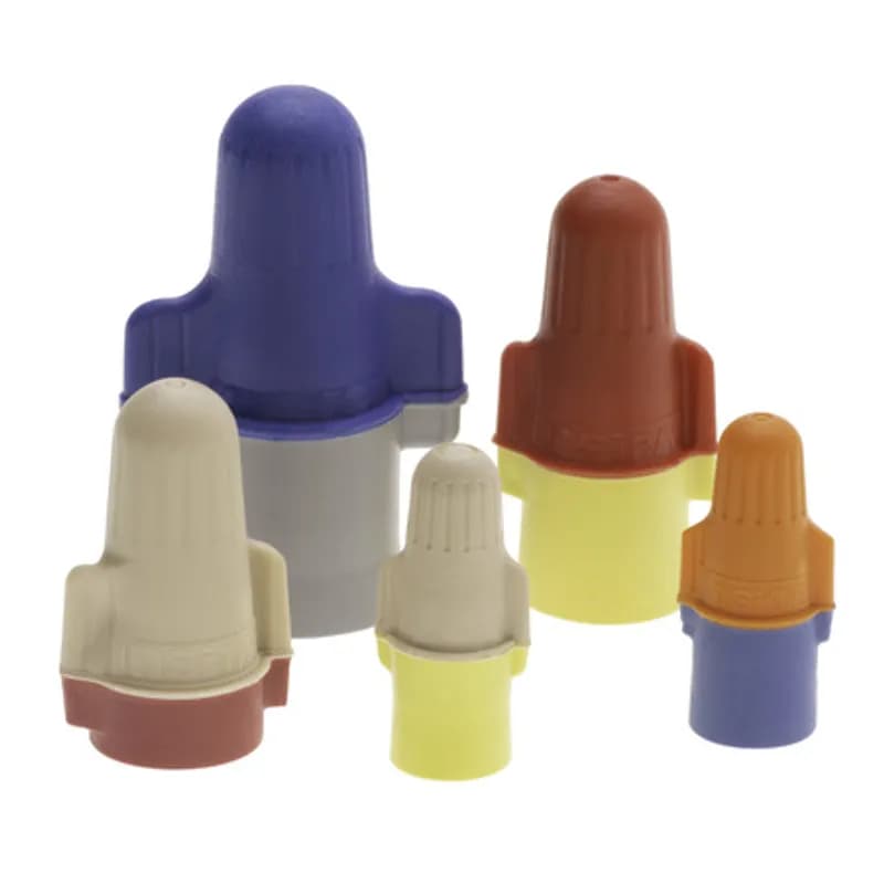 TERMINATOR Tan/Yellow Premium Wire Connectors with Steel Springs, Rated for copper wire in 22-12 AWG Wire Range. Dual color coding means one premium wire connector does the job of two standard connectors in most applications.