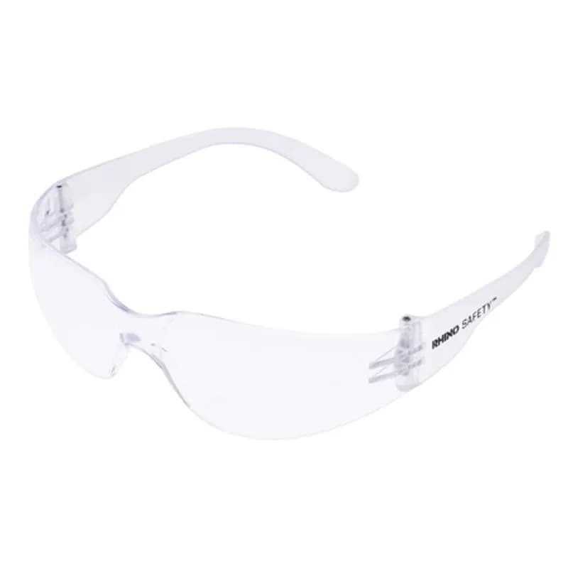 NSI Industries SG-100C - The RHINO Safety SG-100C Safety Glasses feature polycarbonate lenses and temples designed to be impact-resistant and offer increased protection without blocking your peripheral vision. The durable clear lenses are designed for use in indoor applications and built to be scratch-resistant. These glasses have all the durability needed to survive your jobsite and a comfortable design to fit most heads.