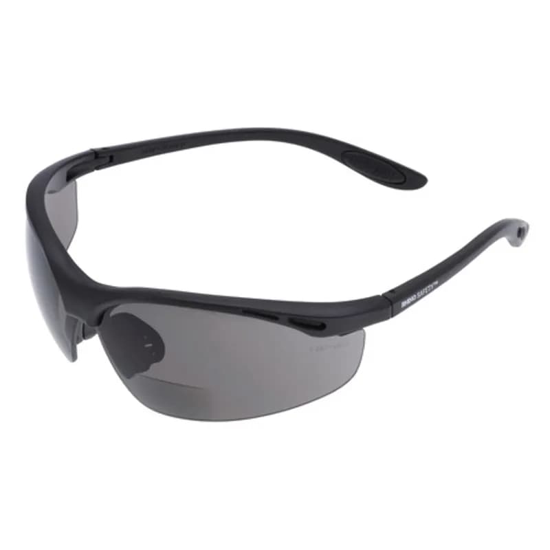 NSI Industries SG-200G15 - The RHINO Safety SG-200G15 Safety Glasses feature gray bifocal polycarbonate lenses in a black nylon frame designed to be impact-resistant and offer increased protection. The gray bifocal lenses are designed for UV protection in outdoor applications, offer +1.5 magnification and are built to be both impact- and scratch-resistant. These glasses have all the durability needed to survive your jobsite and a comfortable wraparound design to fit most heads.