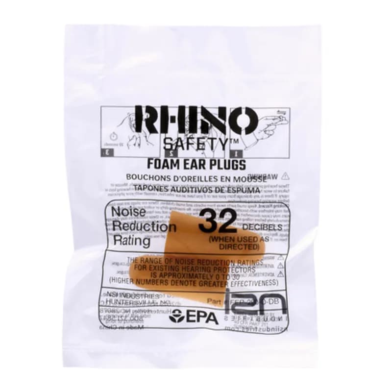 NSI Industries FEP-200-OJ - The RHINO Safety FEP-200-OJ 200-Pair Jar of Individually-Packaged Disposable Foam Ear Plugs have a noise reduction rating of 32 decibels and are suitable for a wide range of workplace or personal environments with loud noises. Professionally certified by CSA and ANSI governing bodies for noise cancelling performance that protects your hearing on loud jobsites.
