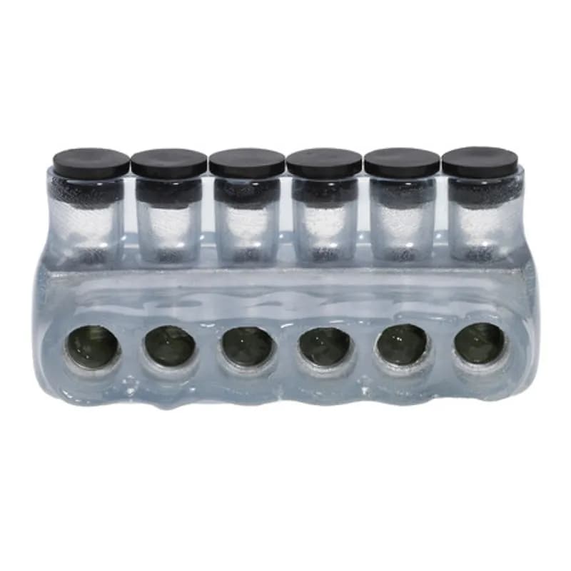 NSI Industries IPL4-6CB - The Polaris IPL4-6CB Multi-Tap Single Side Entry Vision Tap Connector features 6 ports sized for 4-14 AWG wires. The clear body allows users to see their conductor placement and is wrapped in a layer of plastisol insulation. Each port is pre-loaded with an oxide inhibitor, with removable access plugs over the hex screws used to tighten the connections. Installs with a hex key and torque wrench, without any tape or additional supplies. Designed for use in a wide range of splicing applications, including installation in cable trays, panel boards, ducts, raceways or troughs.