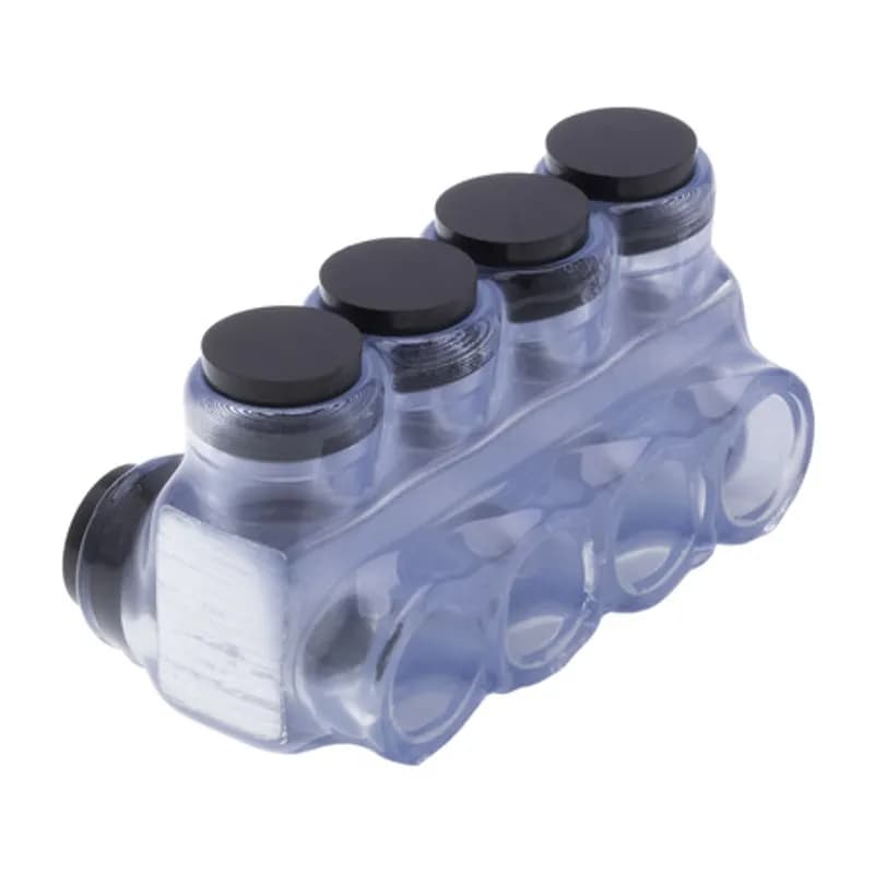 NSI Industries IPLD2/0-4C - The Polaris IPLD2/0-4C Multi-Tap Dual-Sided Entry Vision Tap Connector features 4 ports sized for 2/0 AWG - 14 AWG wires. The clear body allows users to see their conductor placement and is wrapped in a layer of plastisol insulation. Each dual-sided port is pre-loaded with an oxide inhibitor, with removable access plugs over the hex screws used to tighten the connections. Installs with a hex key and torque wrench, without any tape or additional supplies. Designed for use in a wide range of splicing applications, including installation in cable trays, panel boards, ducts, raceways or troughs.