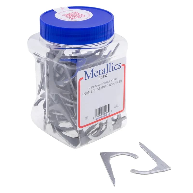 1 x 3/4 Conduit Drive Strap Flat Stamped Galvanized 100 per pack