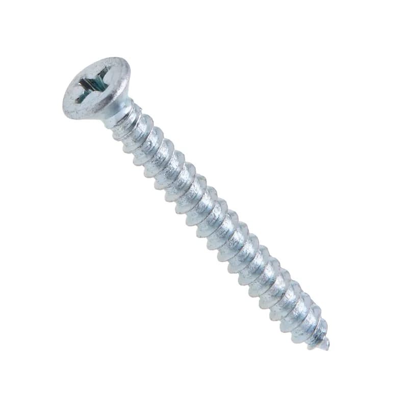 Tapping Screw, Steel material, #10 Size, 1-1/4 in. length, Flat head, Zinc Chromate finish, Phillips drive type, 100 per pack