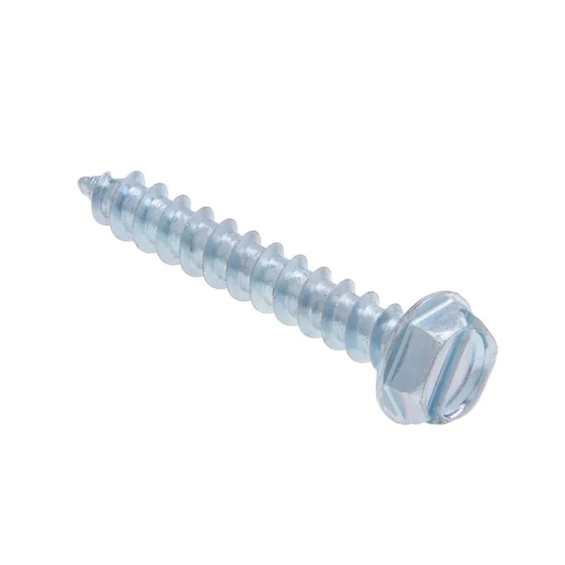 Sheet Metal Screw, Self Piercing, #12 size, 1-1/2 in. length, 5/16 in. head width, Hex head, Steel, Slotted drive type, Zinc Chromate finish, 100 per pack