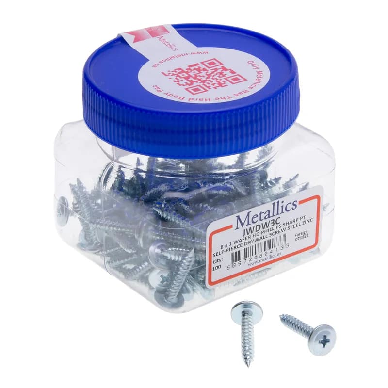 #8 x 1 Wafer Hd Phillips Drywall Screw SHARP Point Zinc u/m 100