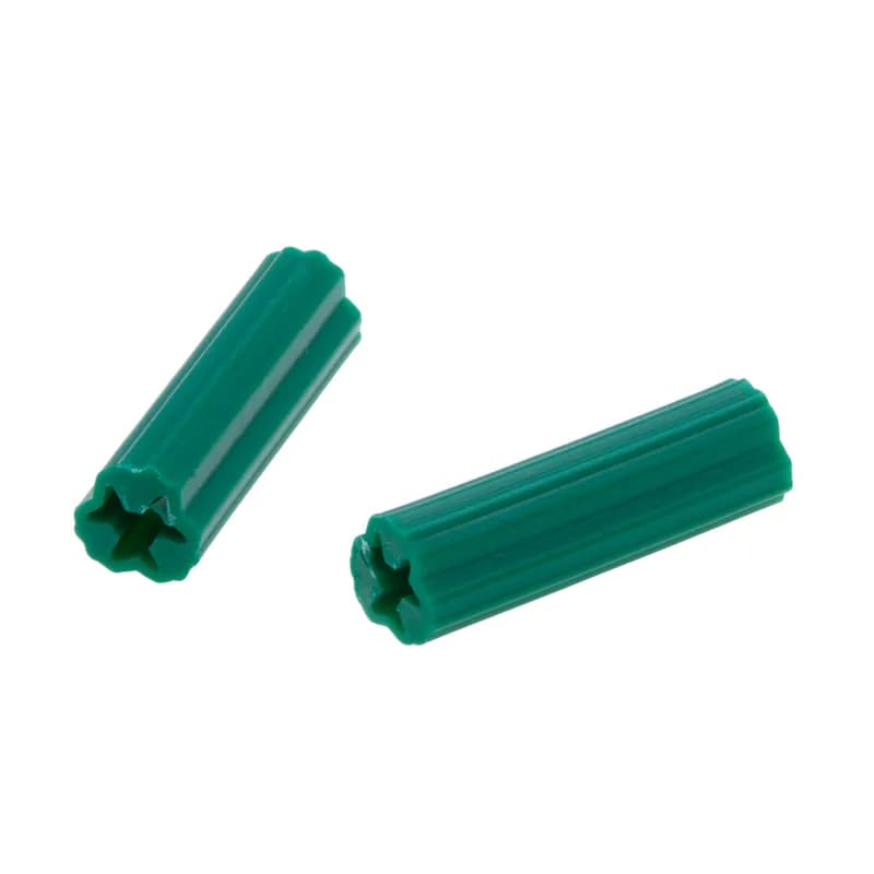 Collarless Vinyl Wall Anchor, 1/4 in. Size, 1-1/4 in. length, #10-12 screw size, 100 per pack, Green