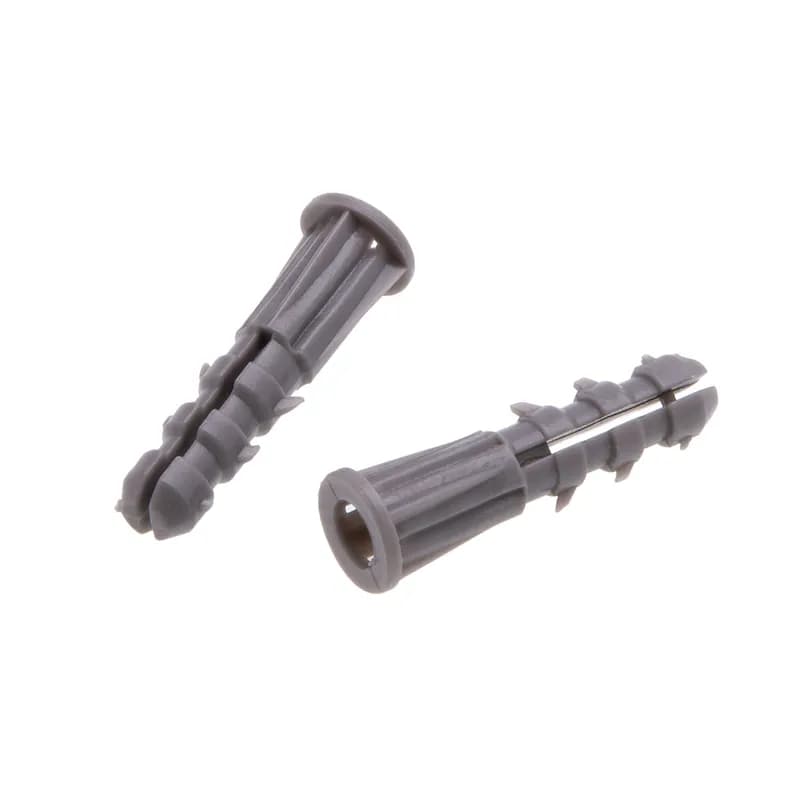 Plastic Anchor, 3/16 in. Size, 7/8 in. length, #6-8 screw size, 100 per pack, Gray
