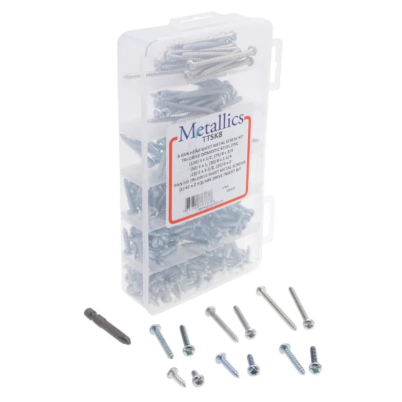 NSI Industries TTSK8 - #8 Pan Head TriDrive Tapping Screw Kit USA Made Zinc