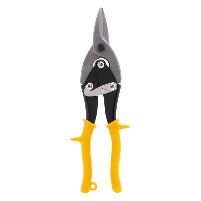 Aviation Tin Snip, 10 in. overall length, Straight Cut pattern, Alloy Steel, Yellow Vinyl Grip, 1 per pack