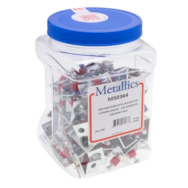 NSI Industries M50364 - .300 Head Pins W/Ceiling Clip 1-1/8" Shank Length, .145 Shank Diameter, .278 Wire Hole