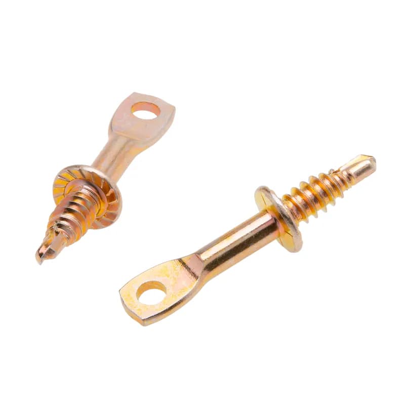 1/4-14 x 2-3/4 Sharp Pt Eye Lag Screw 1-1/2 Thread Length Yellow Zinc USA MADE