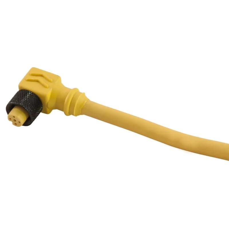 Single Key (M12) Micro-Link Plug Assembly, TPE, Female 90 deg, 5 pole, 16.4', 18 AWG