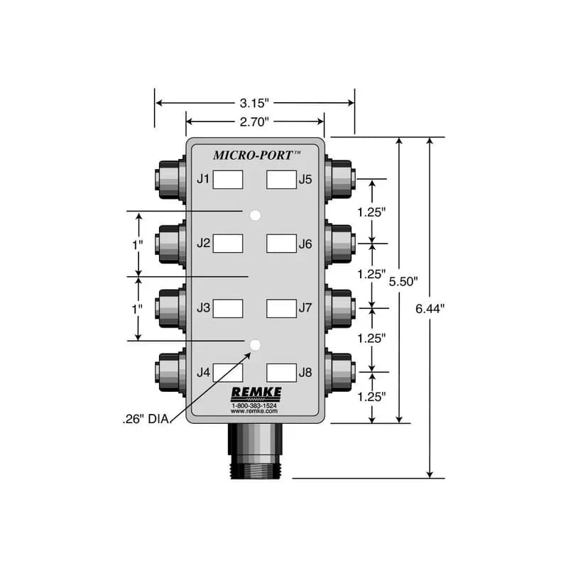Dual Key Micro-Link Dist Box, 8 Outlet, 10M cable