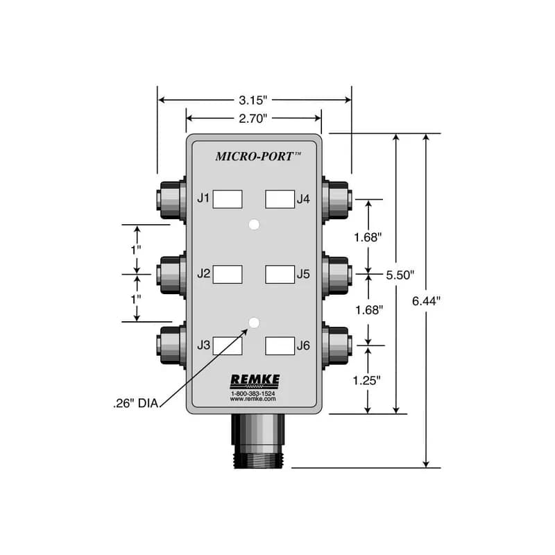 Dual Key Micro-Link Dist Box, 6 Outlet, connector feed