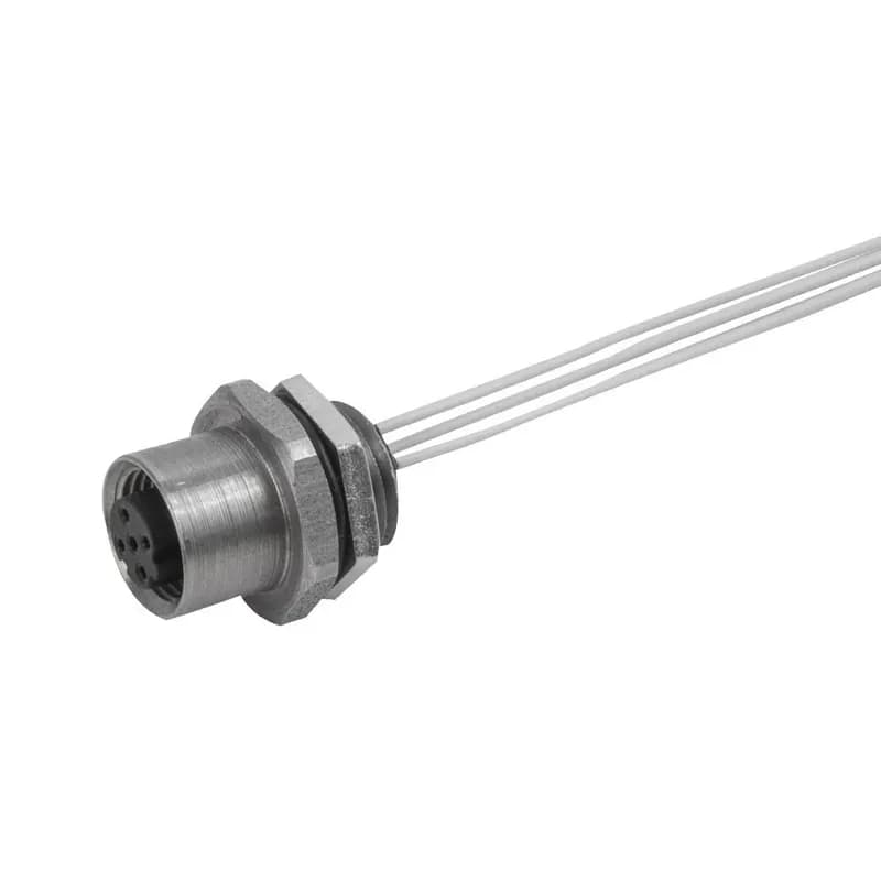 M12 Etherlink Receptacle, Female, 4 pole, 1', 24 AWG