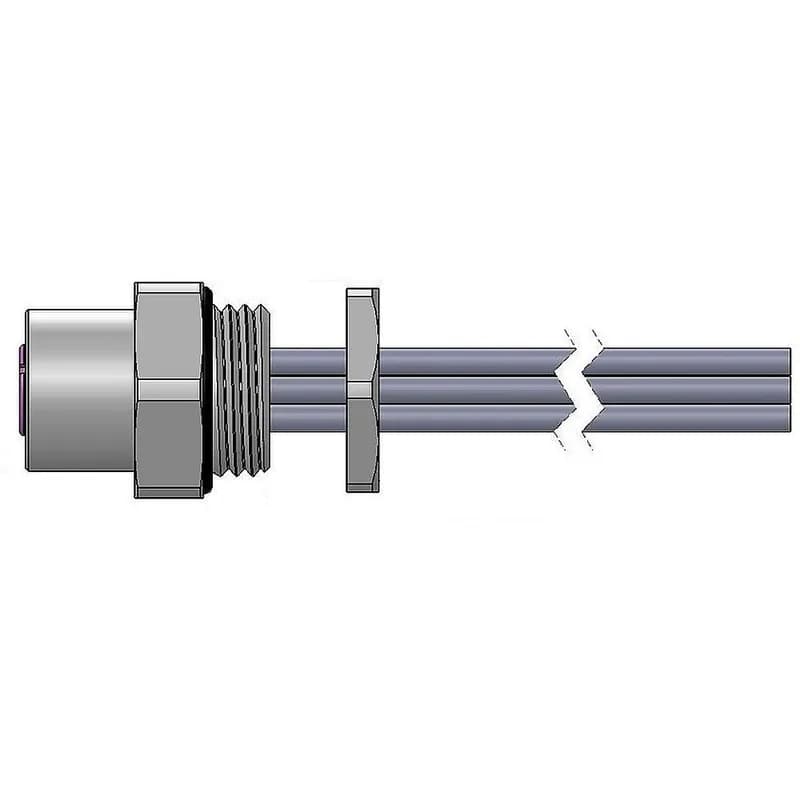 M12 Etherlink Receptacle, Female, 4 pole, 1', 22 AWG, PG9 thread