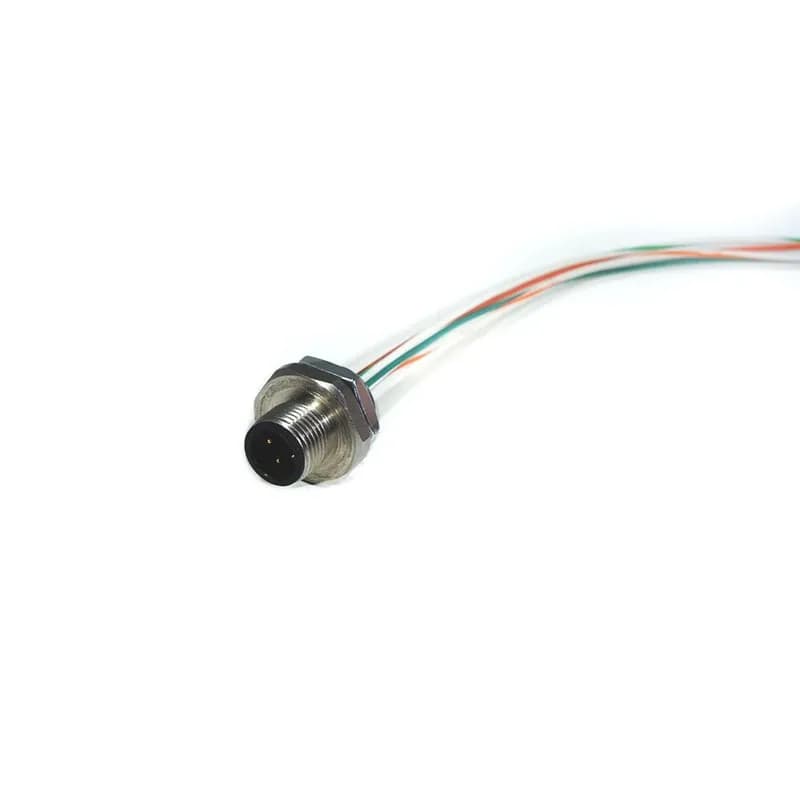 M12 Etherlink Receptacle, Male, 4 pole, 1', 24 AWG