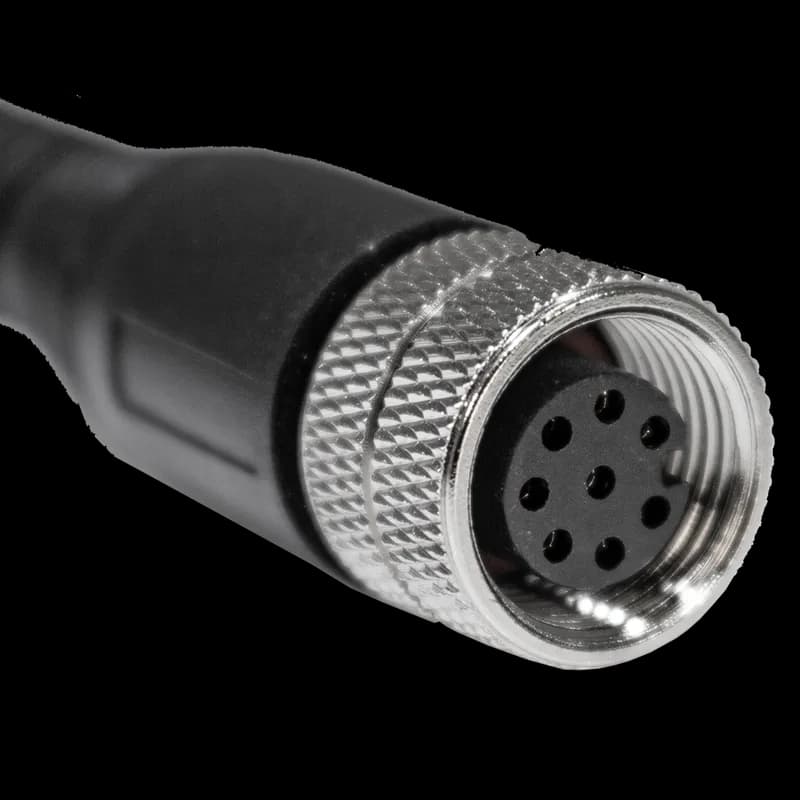 Single Key (M12) Micro-Link Plug Assembly, PVC, Female ST., 8 pole, 16.4', 24 AWG